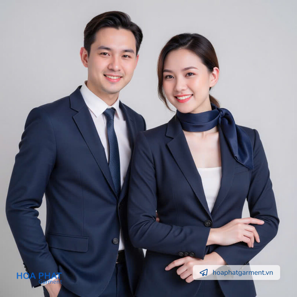 đồng phục nhà hàng kết hợp khăn quàng cổ