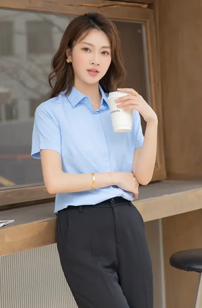 +99 Mẫu áo sơ mi đồng phục đẹp - địa chỉ may giá rẻ tại Tp.HCM 8 Ao so mi dong phuc ngan dai mau tron