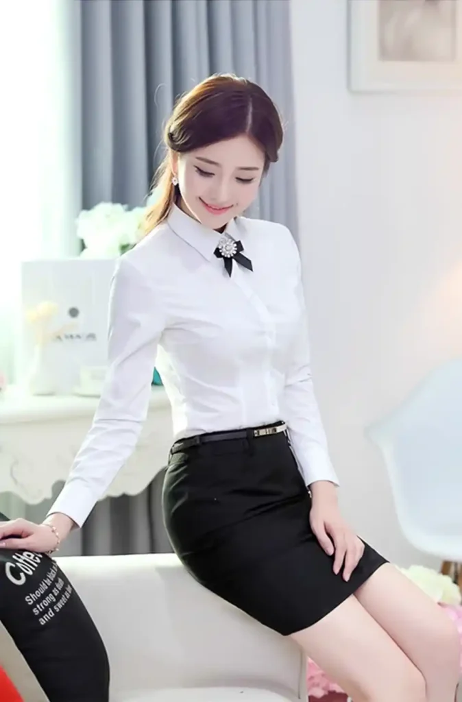 +99 Mẫu áo sơ mi đồng phục đẹp - địa chỉ may giá rẻ tại Tp.HCM 10 Áo sơ mi đồng phục dài tay nữ