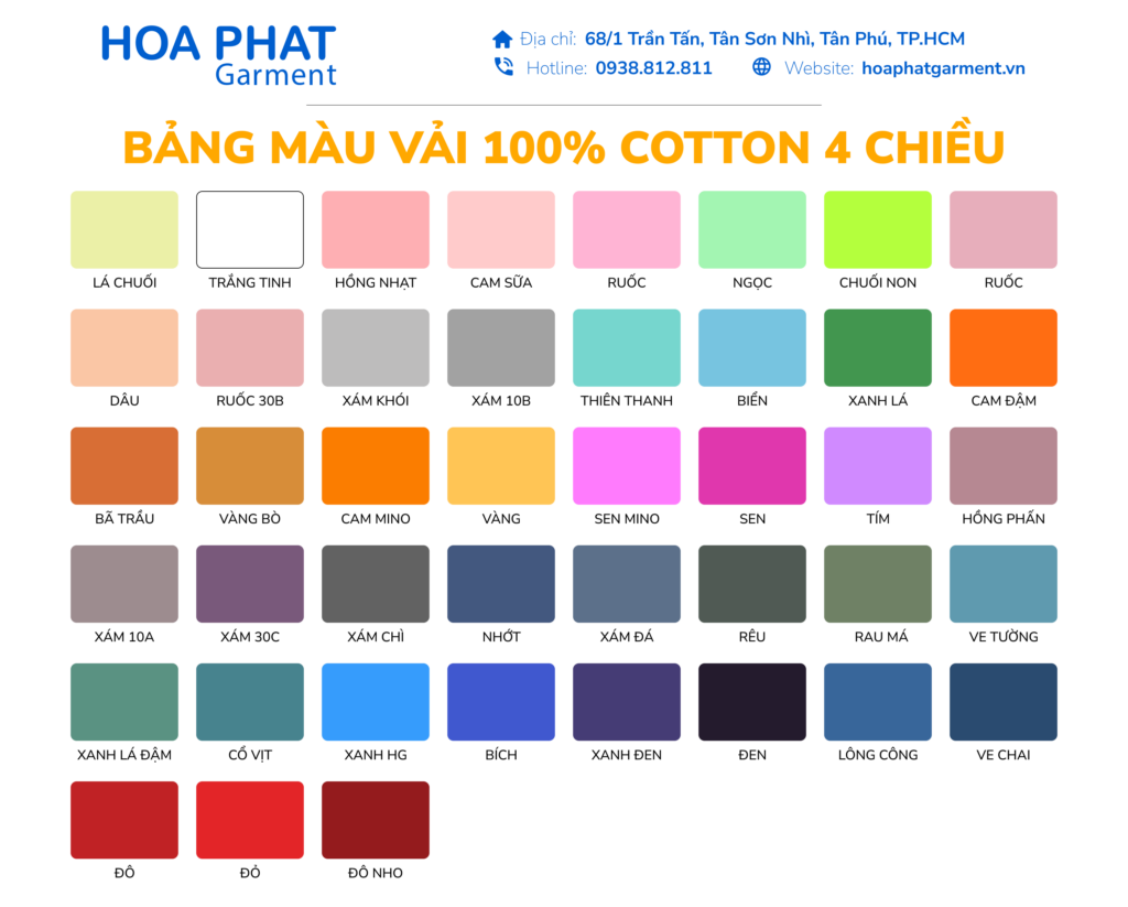 bảng màu áo thun team building