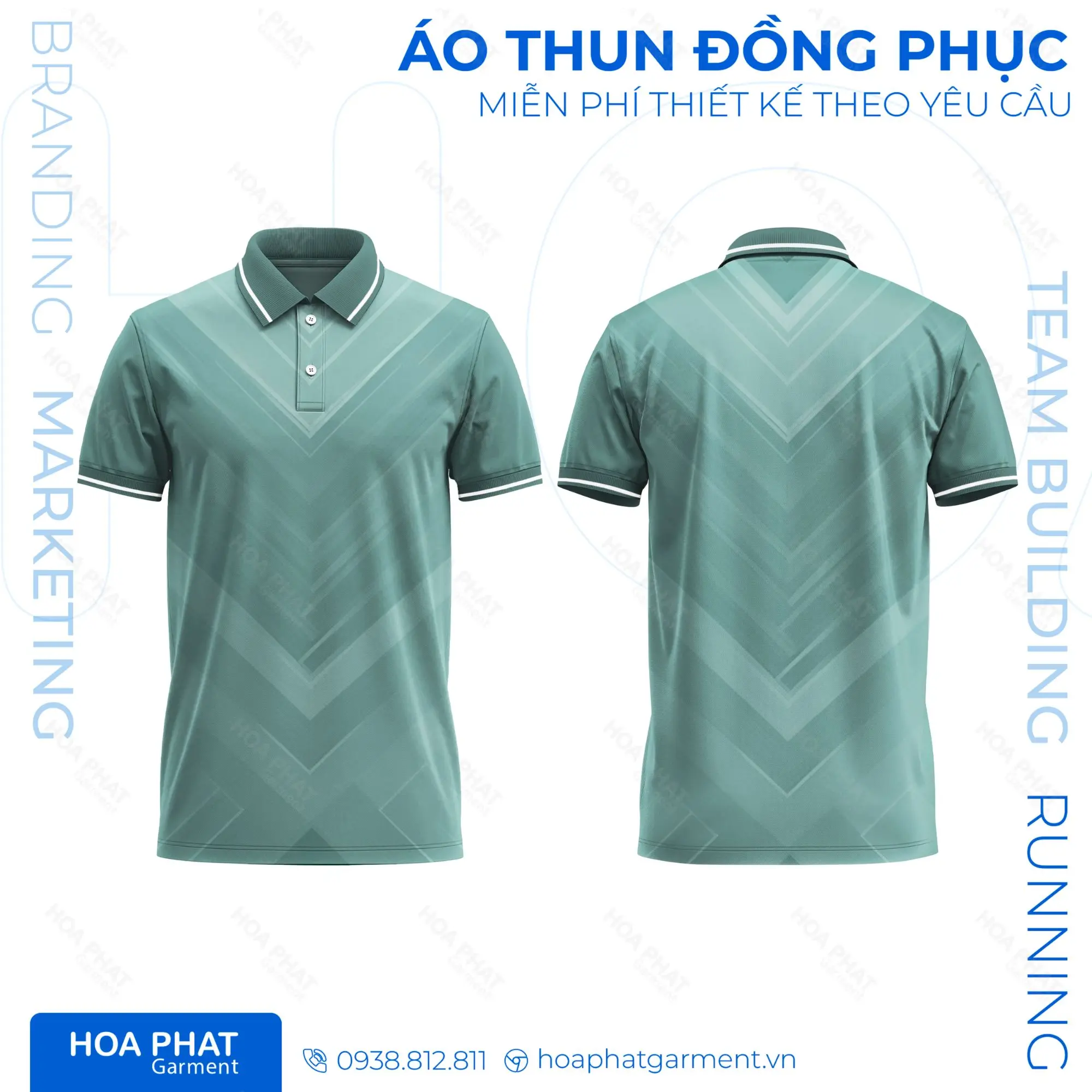Thiết kế áo thun đồng phục màu xanh- HP46