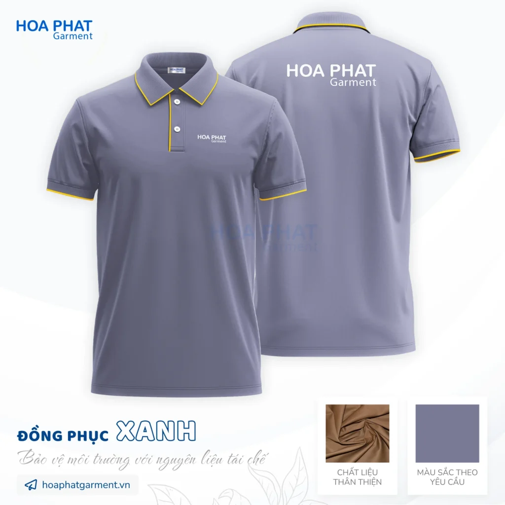 Giải pháp đồng phục doanh nghiệp – Đồng bộ hình ảnh, tối ưu vận hành 7 Áo thun đồng phục xanh - Vải thun bảo vệ môi trường- HP204