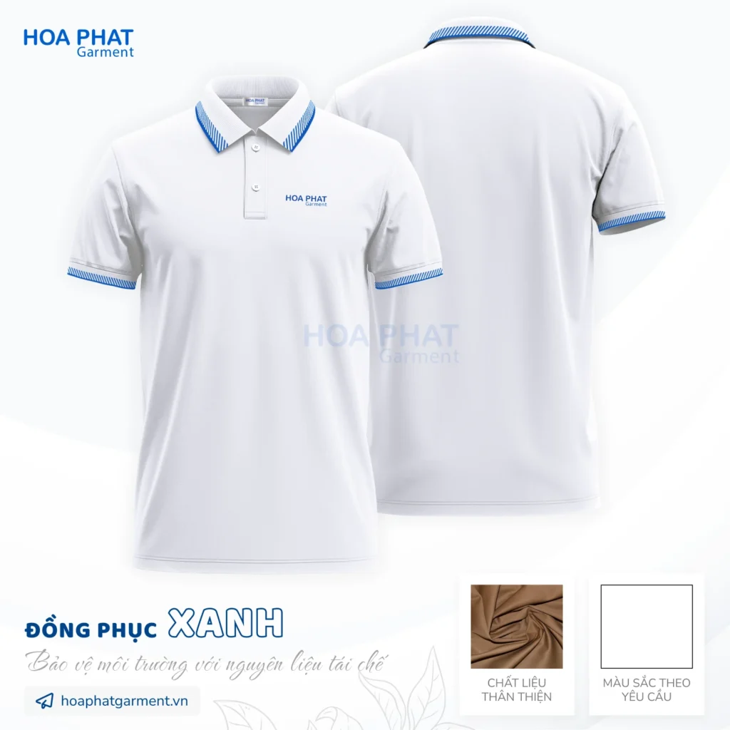 Giải pháp đồng phục doanh nghiệp – Đồng bộ hình ảnh, tối ưu vận hành 6 Áo thun đồng phục xanh - Vải thun bảo vệ môi trường- HP205