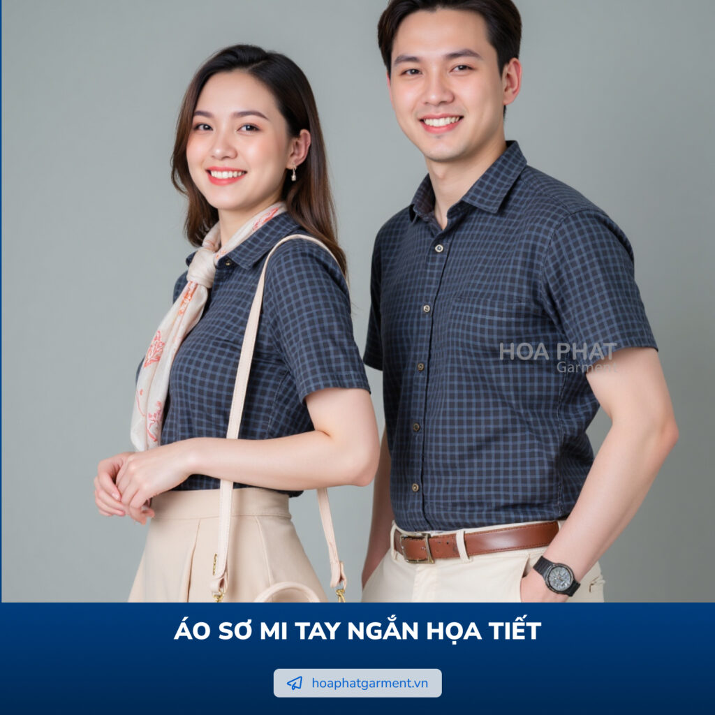 áo sơ mi tay ngắn tối màu