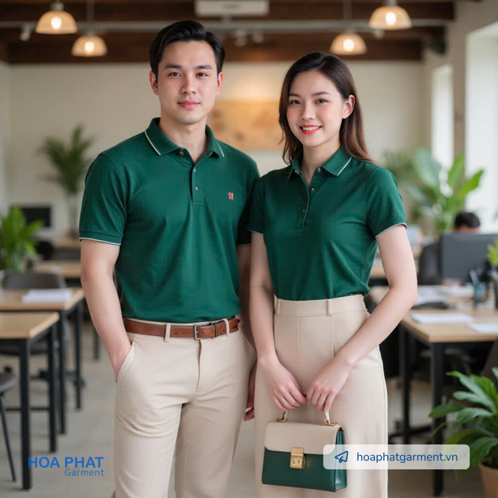 đồng phục văn phòng màu xanh lá cây