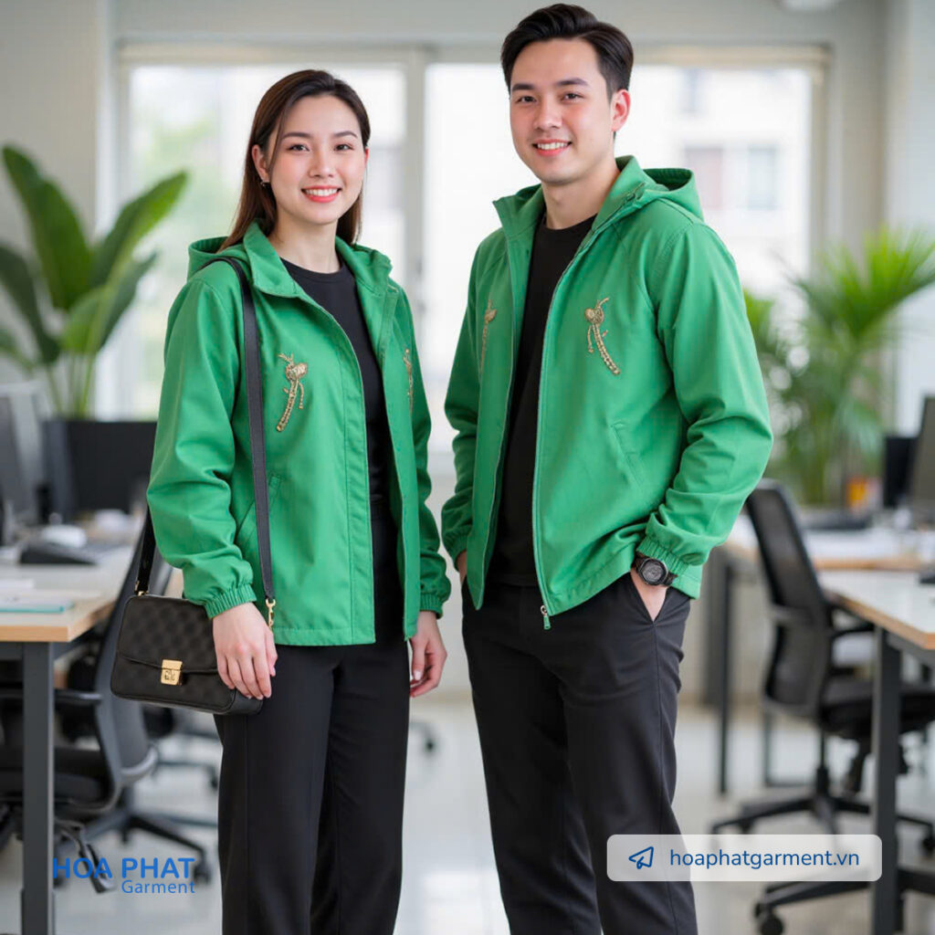 áo khoác đồng phục màu xanh lá đẹp