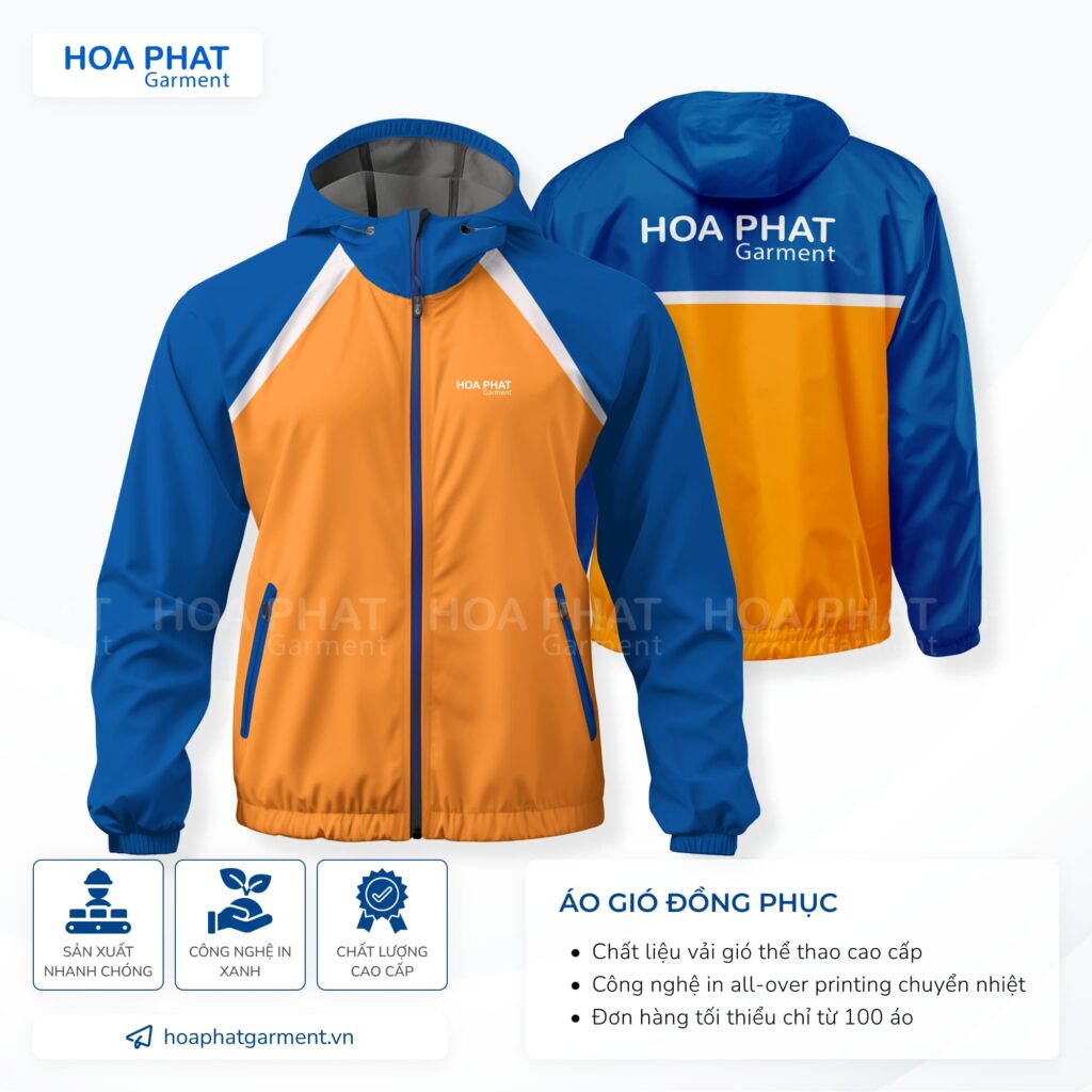 Giải pháp đồng phục doanh nghiệp – Đồng bộ hình ảnh, tối ưu vận hành 34 Thiết kế áo khoác gió đồng phục thể thao - HP119