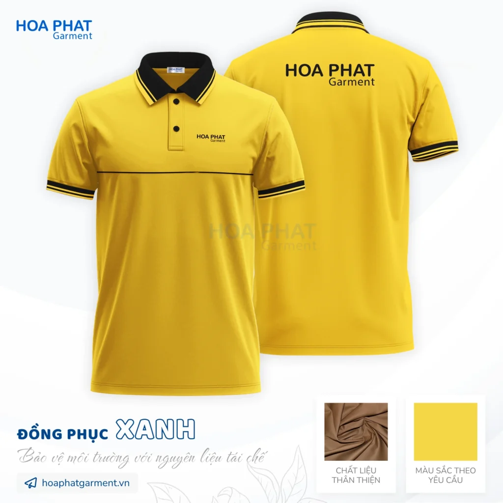 Xưởng may áo thun cổ trụ đồng phục cao cấp, giá tốt tại TP. HCM 24 mẫu áo thun cổ trụ màu vàng