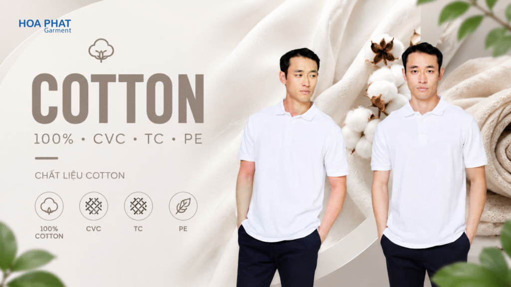 Cotton 100%, CVC, TC, PE – loại nào phù hợp để may áo thun đồng phục? 2 Vải Cotton 100% may áo thun đồng phục cao cấp mềm mại, thấm hút mồ hôi tốt